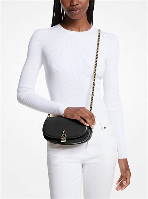 michael kors mila small|Mila Small Topstitched Leather Shoulder Bag .